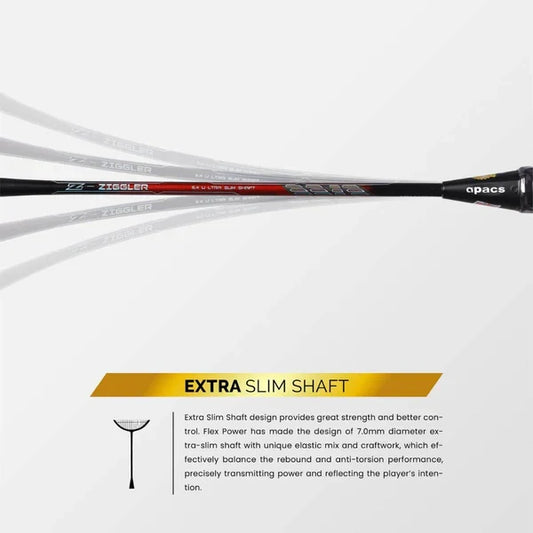 Apacs Z Ziggler Badminton Racquet (Unstrung) - Black/Red – Powerful Stiff Racket for Advanced Players