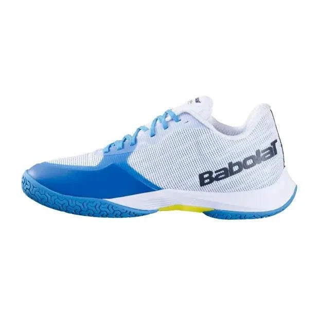 Babolat Shadow Spirit 2 Badminton Shoes (White/Algiers Blue) – Lightweight Indoor Court Shoes