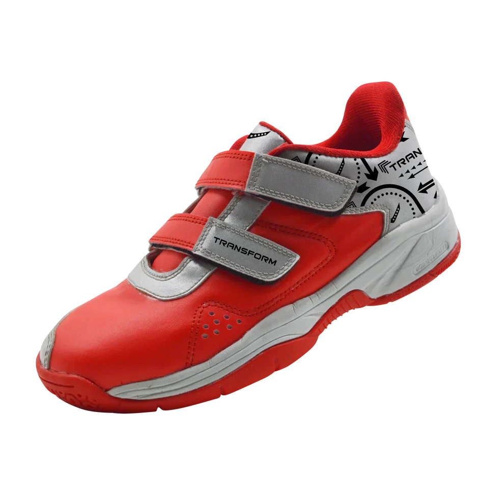 Transform Ninja Kids Badminton Shoe - Red – Lightweight Junior Court Shoes for Young Players
