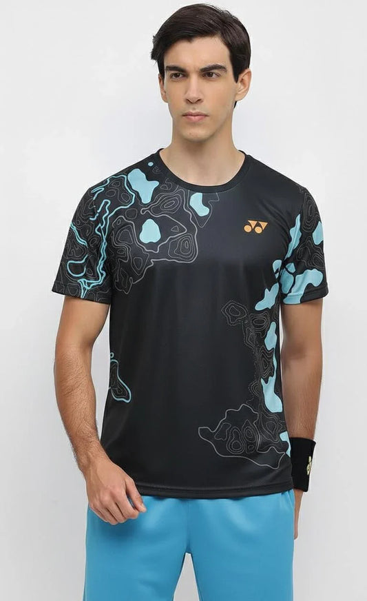 YONEX T Shirt Round Neck 2962 - Jet Black – Premium Breathable Black Tee for Active Players