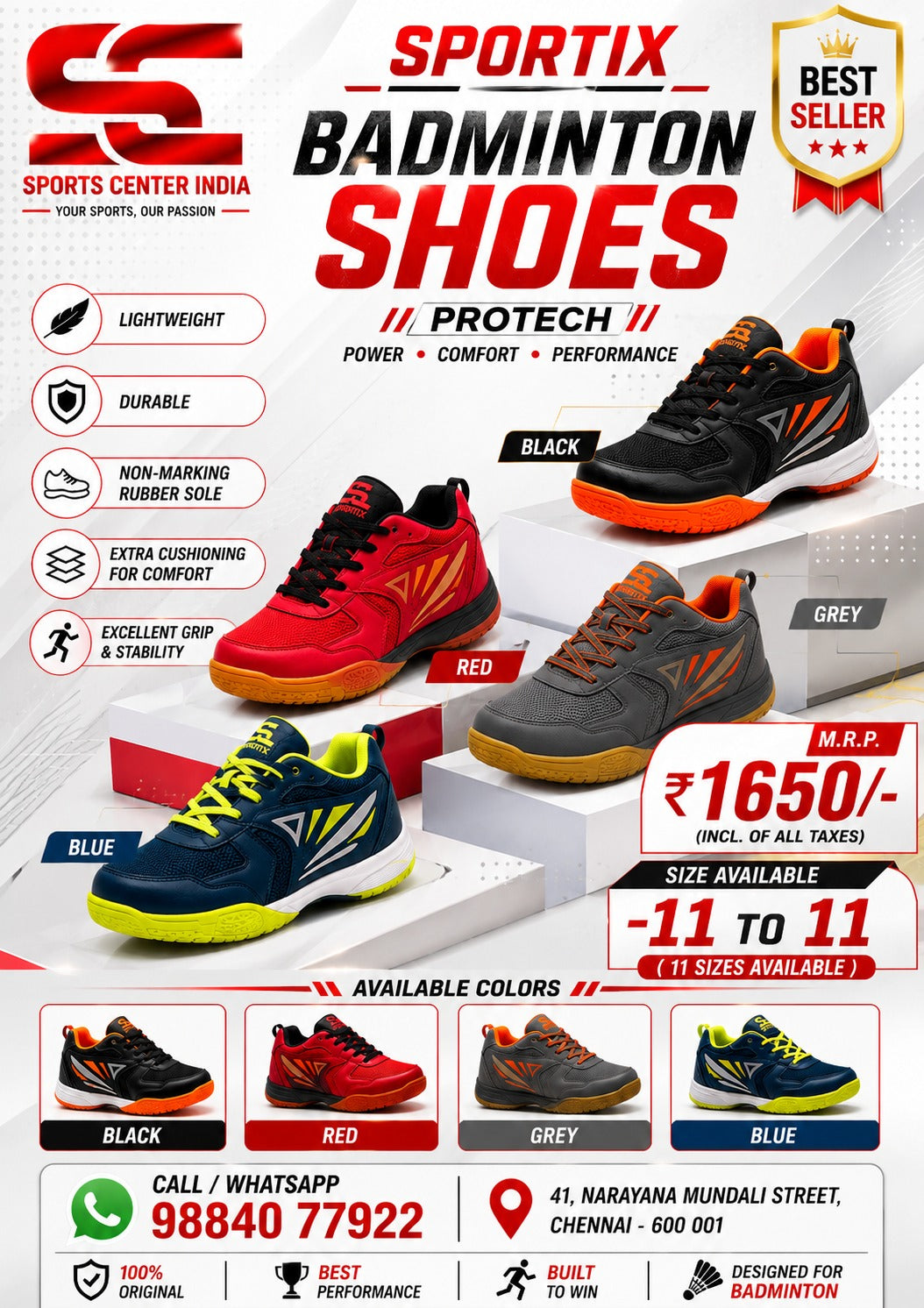 Sportix Protech Indoor Sports Shoes - Blue