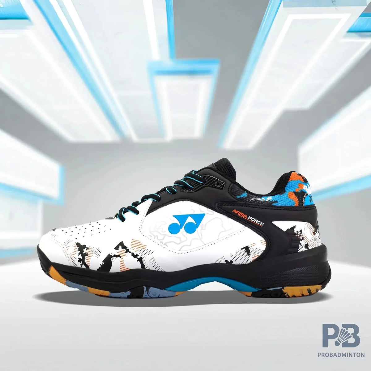 Yonex Arma Force Badminton Shoes for Men (White/Black/Mali Blue)