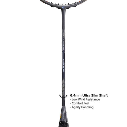 Apacs Z-Ziggler Badminton Racket (Unstrung) - Black/Orange – Powerful Stiff Racket for Advanced Players