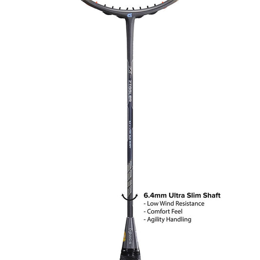 Apacs Z-Ziggler Badminton Racket (Unstrung) - Black/Orange – Powerful Stiff Racket for Advanced Players