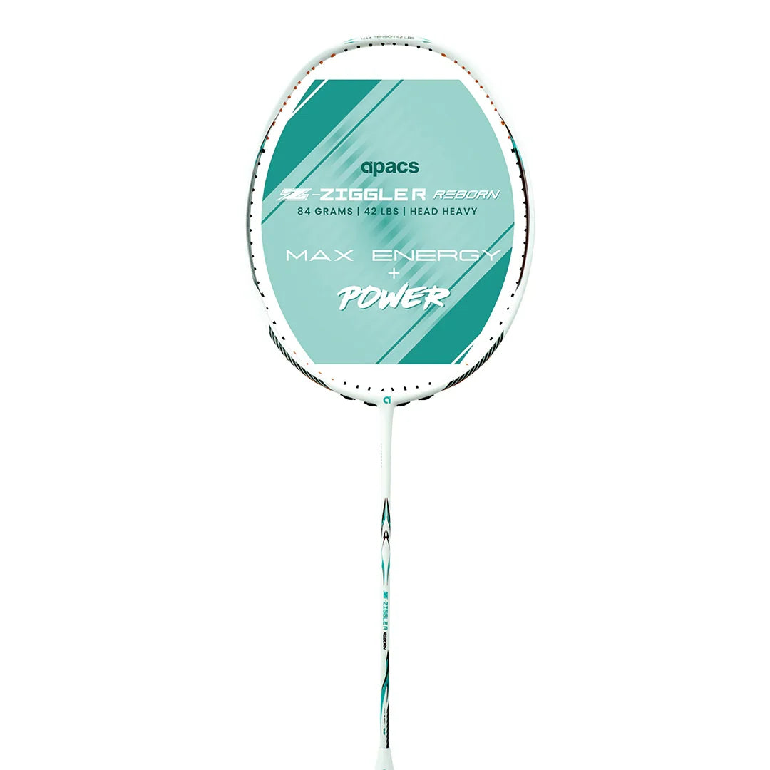 Apacs Z-Ziggler Reborn Badminton Racket (Unstrung) - White – Next-Gen Power Racket for Advanced Players