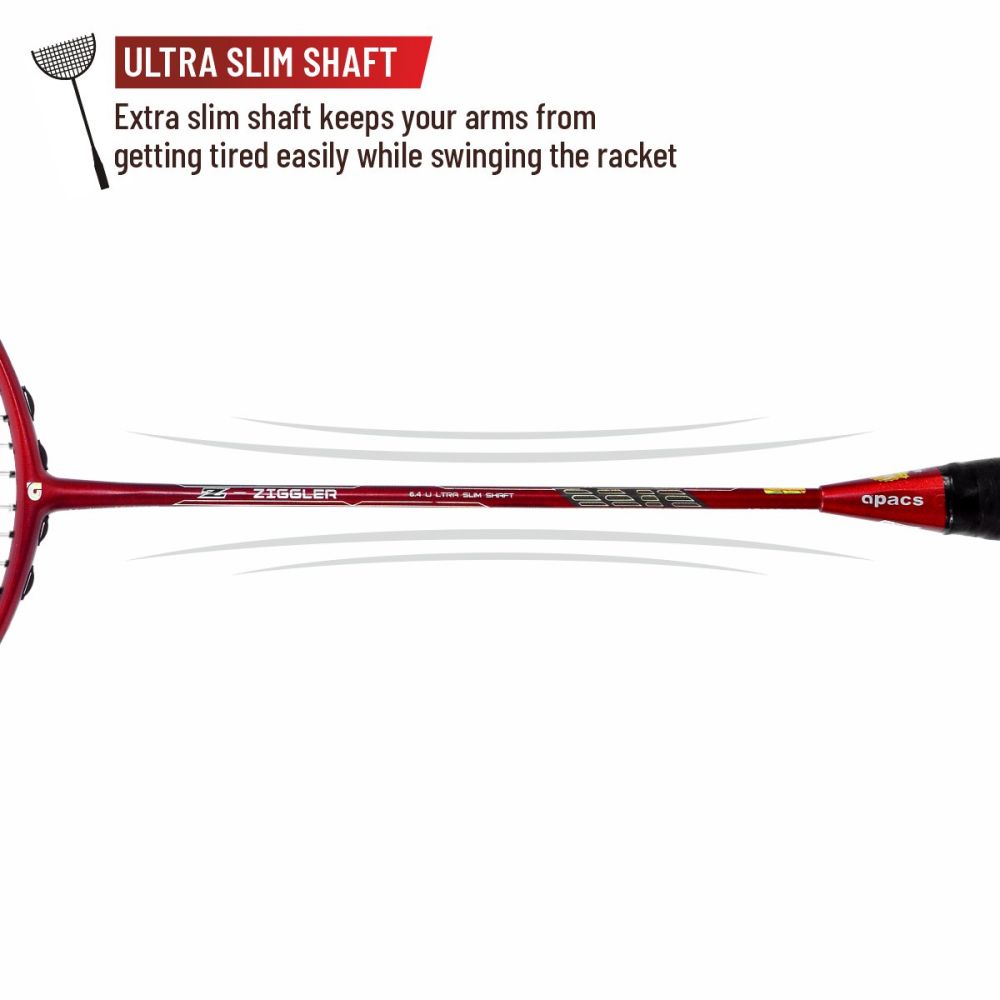 Apacs Z-Ziggler Badminton Racket (Unstrung) - Red – Powerful Stiff Racket for Advanced Players