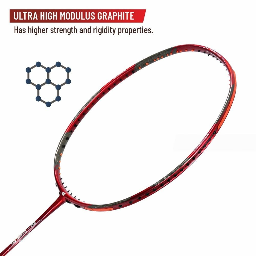 Apacs Z-Ziggler Badminton Racket (Unstrung) - Red – Powerful Stiff Racket for Advanced Players