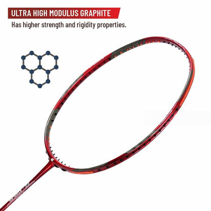 Apacs Z-Ziggler Badminton Racket (Unstrung) - Red – Powerful Stiff Racket for Advanced Players