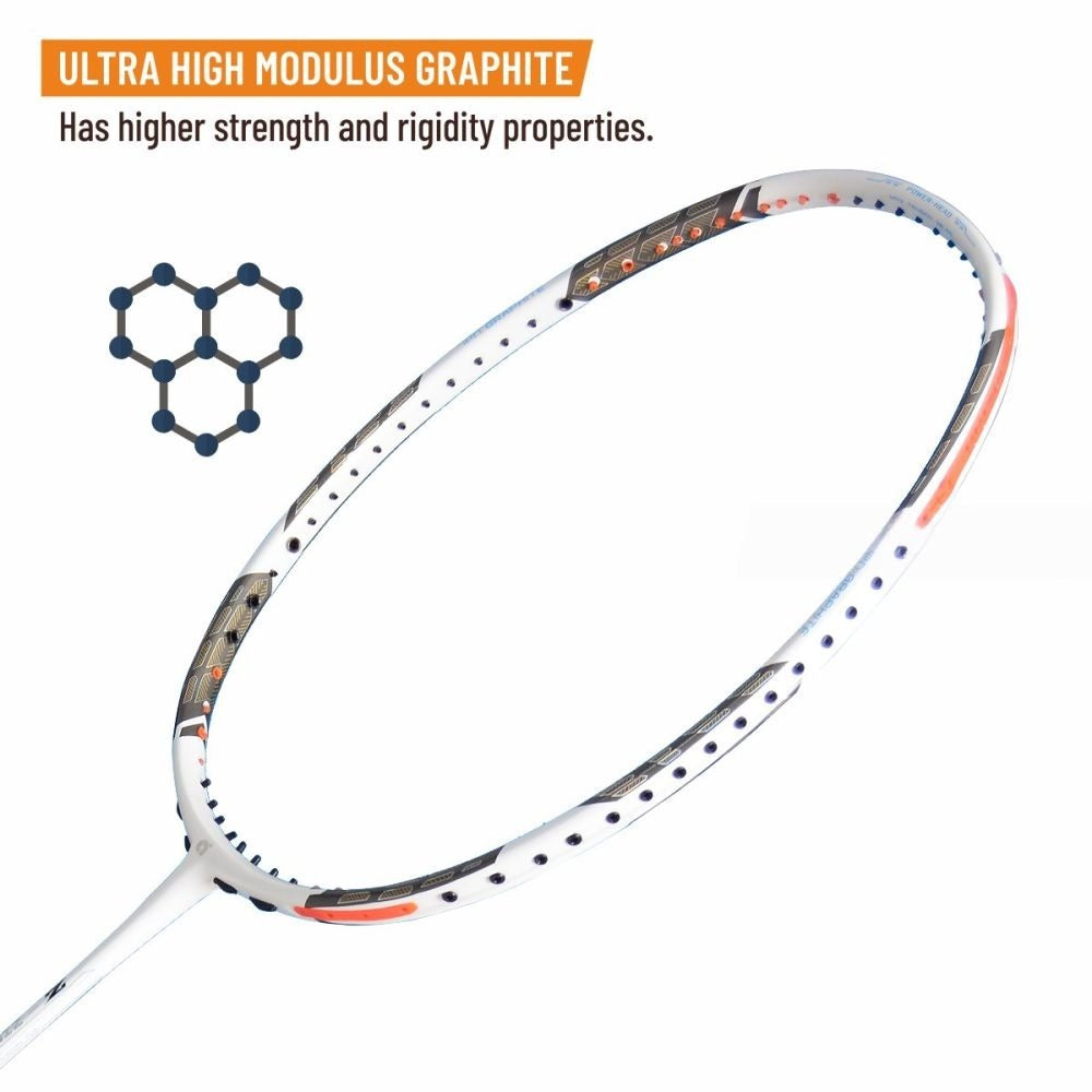 Apacs Z Ziggler Badminton Racquet (Unstrung) - White – Powerful Stiff Racket for Advanced Players
