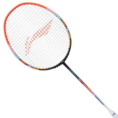 Li-Ning Windstorm 72 Badminton Racket (Black/Orange/White) | Ultra-Light 72g Speed Racket for Fast Attacking Play