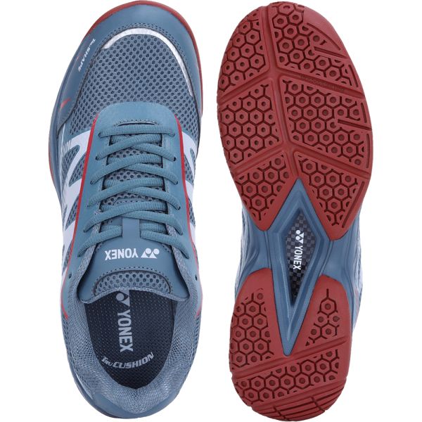 YONEX Voltrex 2 Unisex Shoes - Storm Grey & Tibetan Red – Lightweight Court Shoes for All Players
