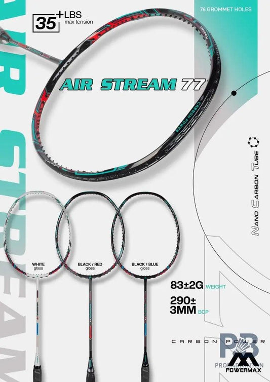 Power Max Air Stream 77 Gutted ,Frame  Badminton Racket  – Lightweight & Durable | Best Price in India for Beginners