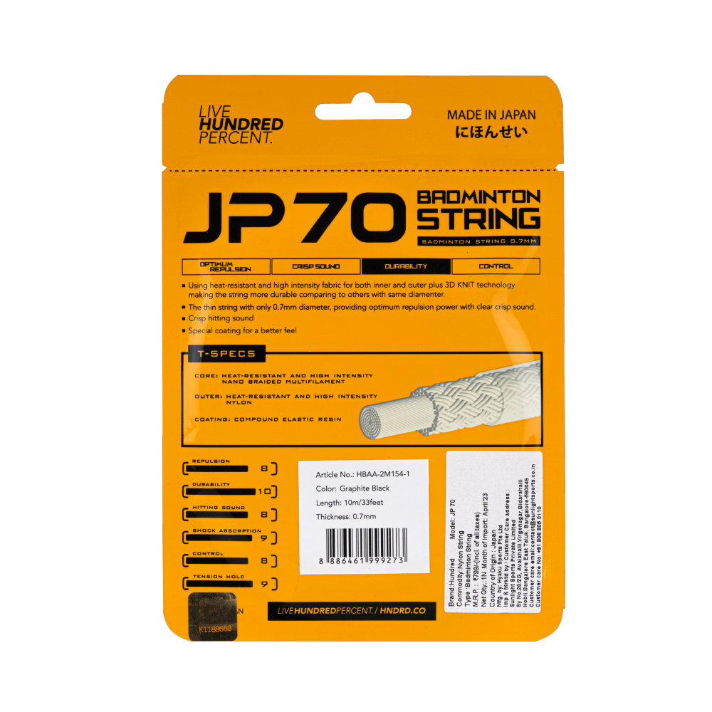 Hundred Badminton String JP 70 - Graphite Black