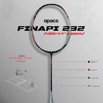 Apacs Finapi 232 Next Gen Badminton Racket – UHM Graphite All-Round Racket with 40LBS Tension