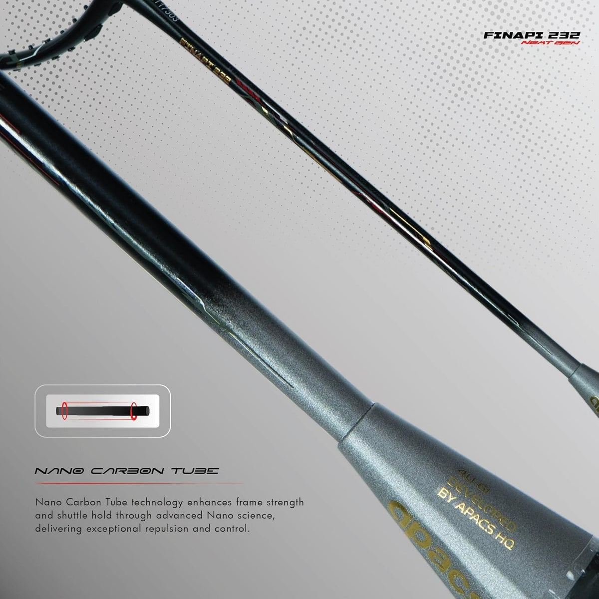 Apacs Finapi 232 Next Gen Badminton Racket – UHM Graphite All-Round Racket with 40LBS Tension
