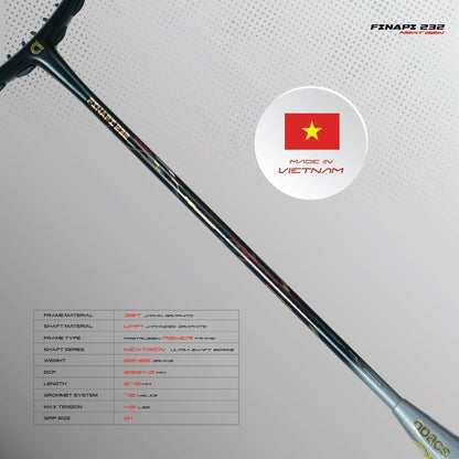 Apacs Finapi 232 Next Gen Badminton Racket – UHM Graphite All-Round Racket with 40LBS Tension