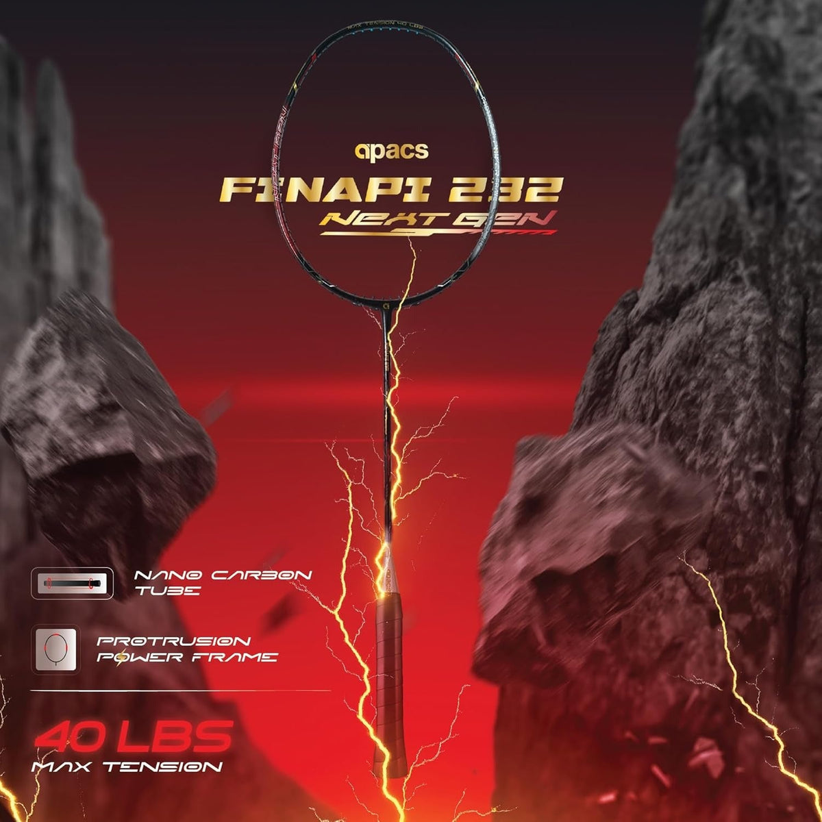 Apacs Finapi 232 Next Gen Badminton Racket – UHM Graphite All-Round Racket with 40LBS Tension