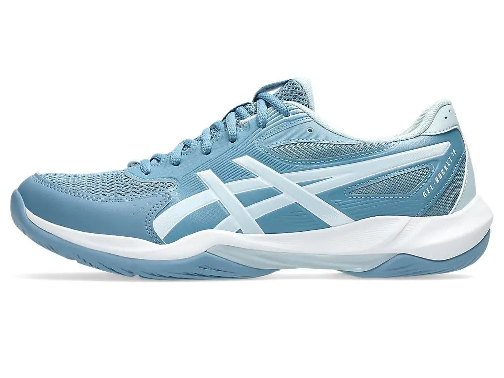Asics Gel Rocket 12 Badminton Shoe | Saba Blue/Cool Grey – Lightweight Court Shoes with GEL Cushioning