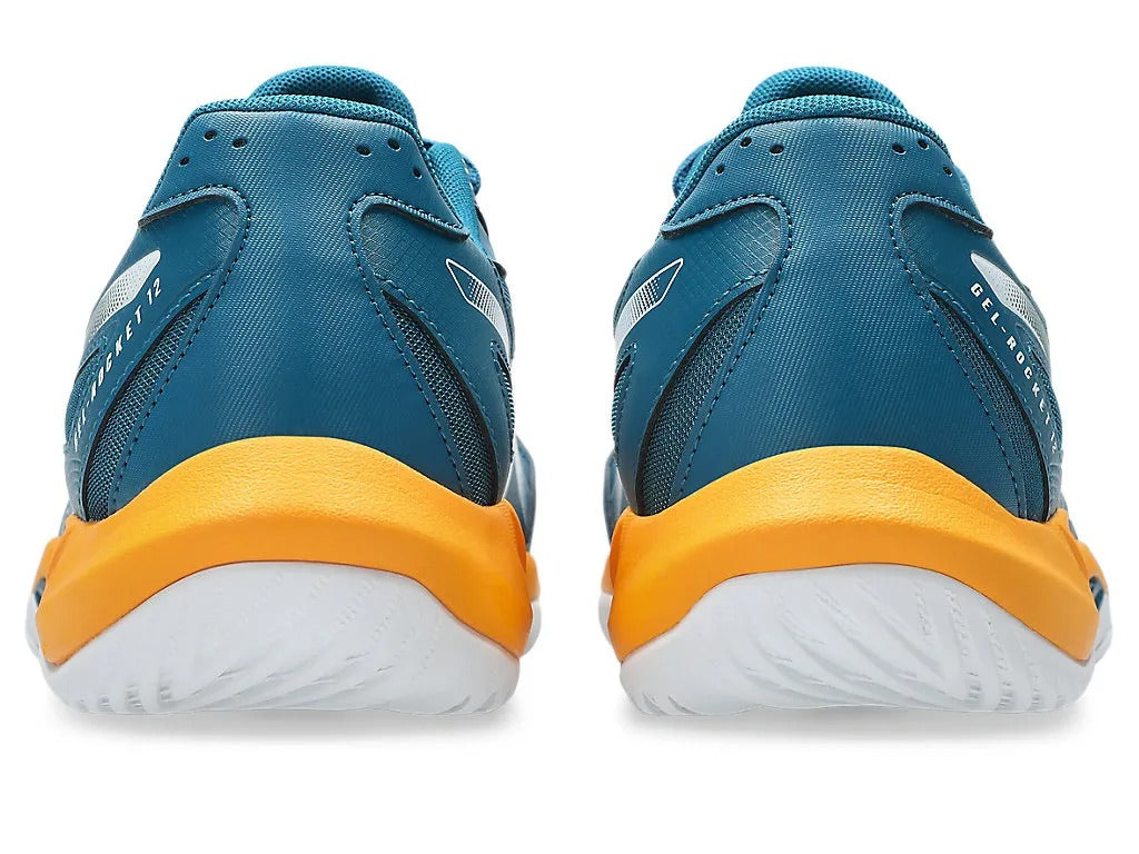 Asics Gel Rocket 12 Badminton Shoe | Dark Teal/Yamabuki – Lightweight Court Shoes with GEL Cushioning
