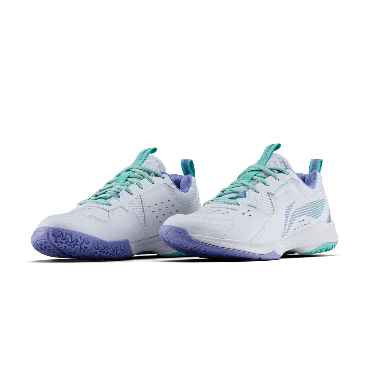 Li-Ning All Round Badminton Shoes - Standard White/Violet Tulip | Versatile Badminton Shoes for All-Court Play