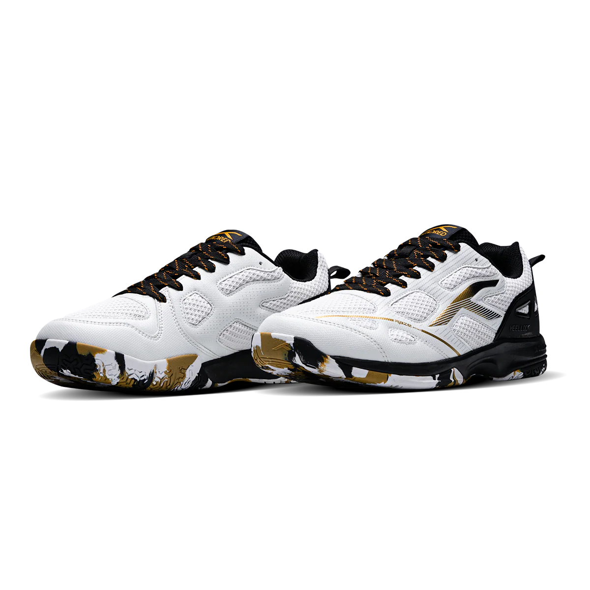 Hundred Raze Pro Badminton Shoe | White/Gold/Black – Pro-Level Court Shoes for Aggressive Players