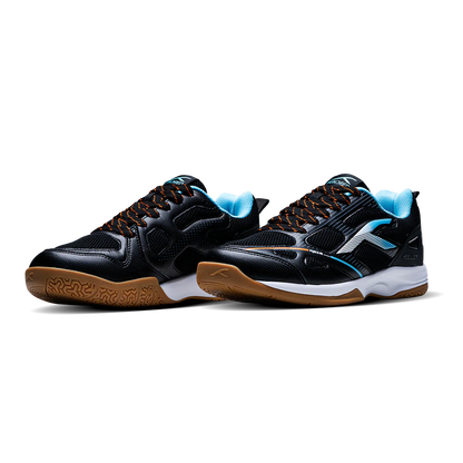 Hundred Raze Pro Badminton Shoe | Black/White/Blue – Pro-Level Court Shoes for Aggressive Players