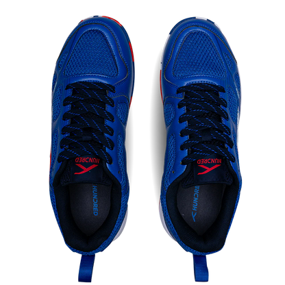 Hundred Raze Pro Badminton Shoe | Blue/Red/Navy – Pro-Level Court Shoes for Aggressive Players