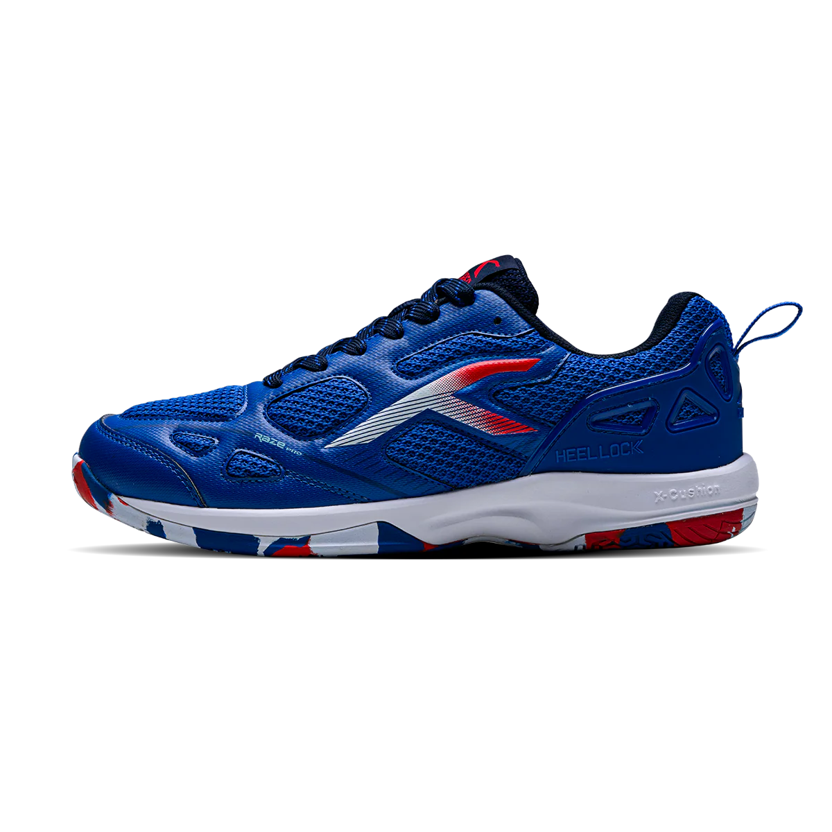 Hundred Raze Pro Badminton Shoe | Blue/Red/Navy – Pro-Level Court Shoes for Aggressive Players