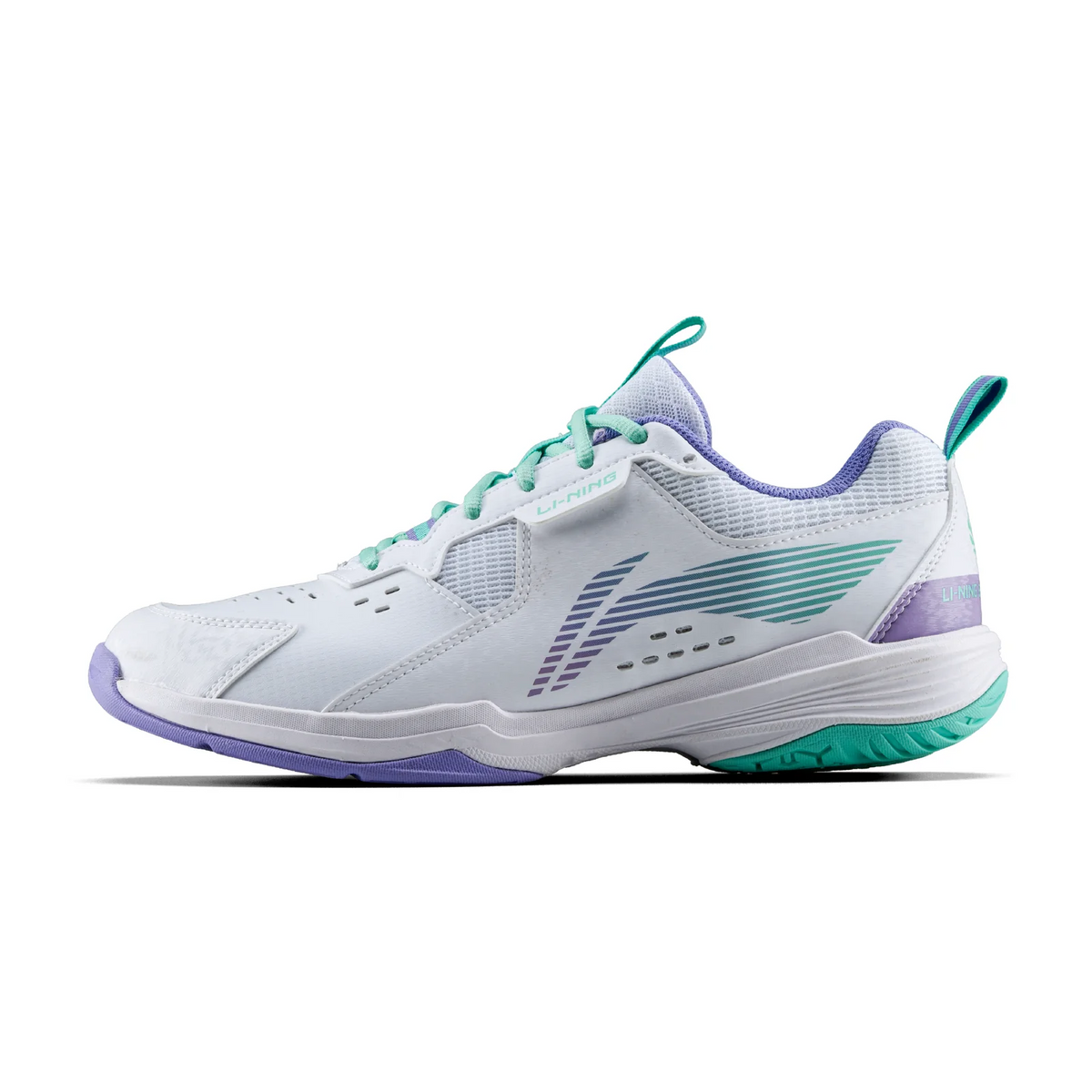 Li-Ning All Round Badminton Shoes - Standard White/Violet Tulip | Versatile Badminton Shoes for All-Court Play