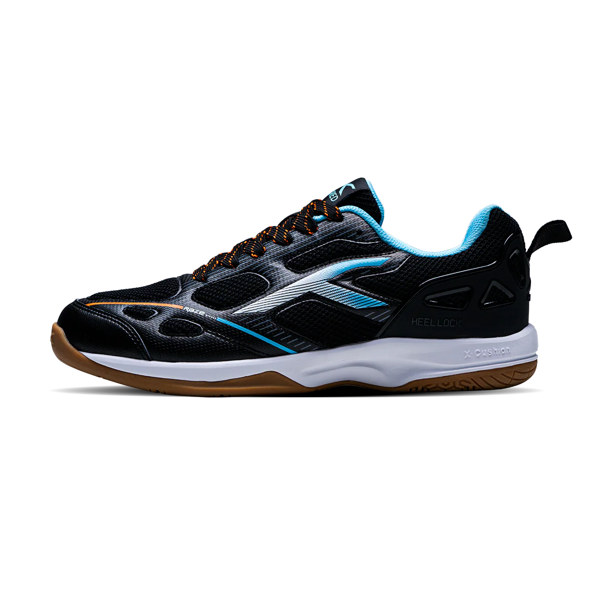 Hundred Raze Pro Badminton Shoe | Black/White/Blue – Pro-Level Court Shoes for Aggressive Players