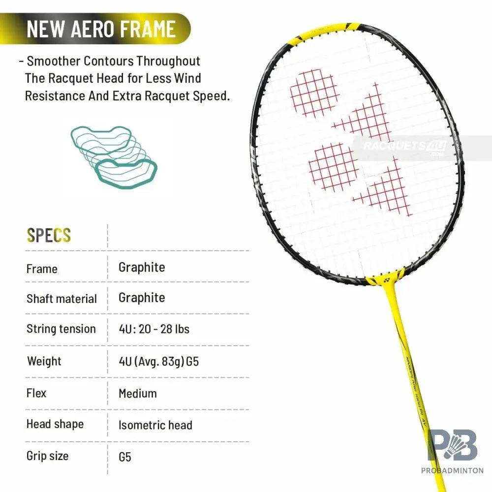 YONEX Nanoflare 1000 Play Badminton Racket – Lightning Yellow | 4U G5 | Head Light