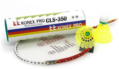 Konex CLS 350 Nylon Badminton Shuttlecock – Medium Speed 77 | Pack of 6 | Neon Yellow