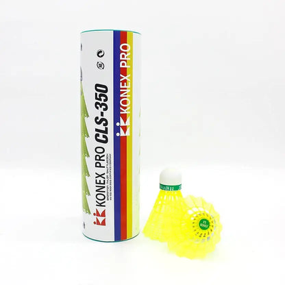 Konex CLS 350 Nylon Badminton Shuttlecock – Medium Speed 77 | Pack of 6 | Neon Yellow