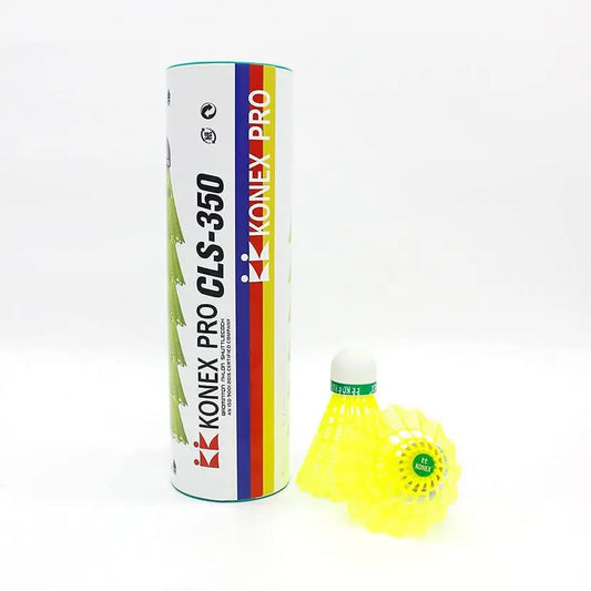 Konex CLS 350 Nylon Badminton Shuttlecock – Medium Speed 77 | Pack of 6 | Neon Yellow