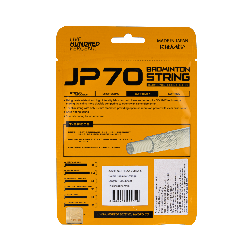 Hundred Badminton String JP 70 - Popsicle-Orange