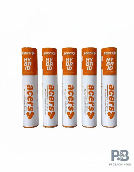 Acers Badminton Hybrid 3 in 1 Shuttlecock D45 – White, Medium Speed (77), Pack of 12