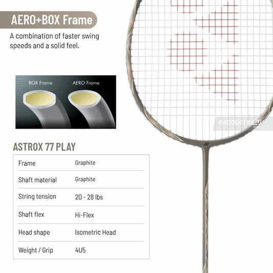 YONEX Astrox 77 Play Badminton Racquet - Light Beige