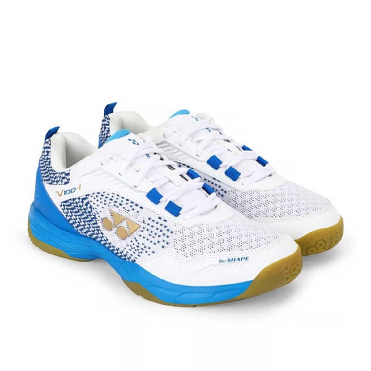 Yonex V100-i Badminton Shoes (WHITE / BLUE Hawai)